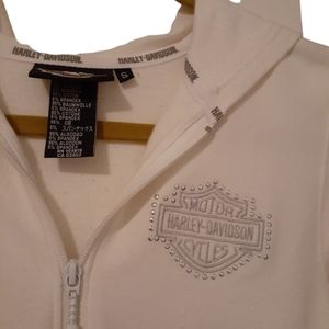 Harley Davidson Wht. cotton, sml, zip up hoodie